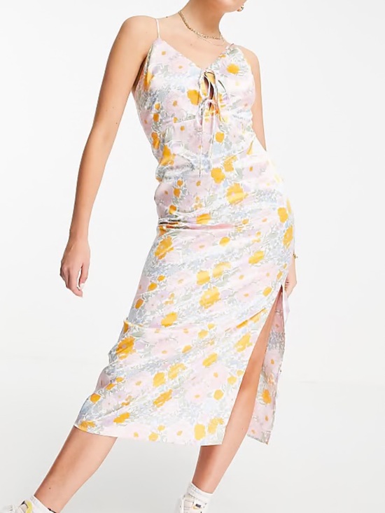 Topshop Dresses & Skirts - < Topshop Tall Floral Satin Slip Midi Dress >